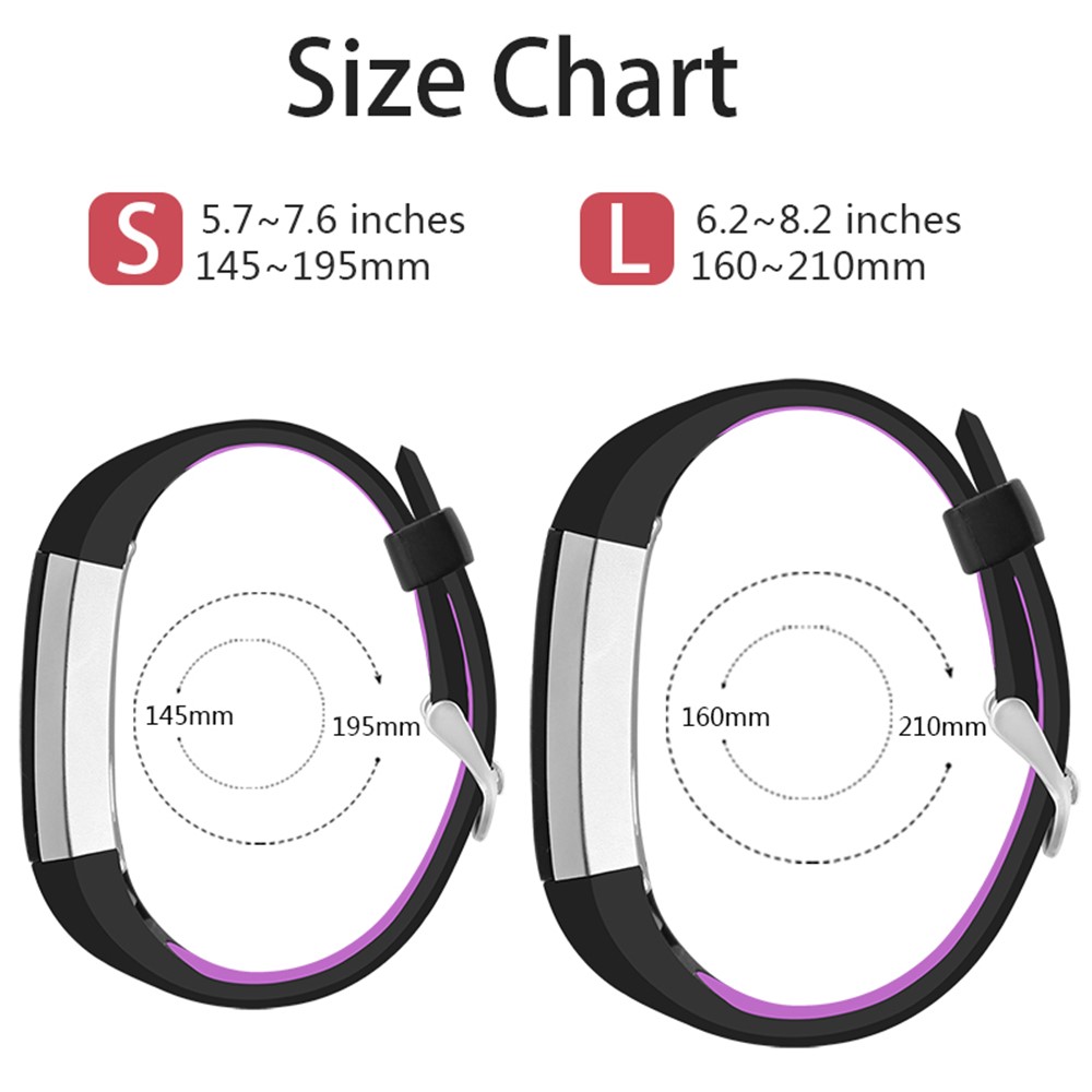 Flexibles Silikonarmband Mit Zwei Tonpunkten Für Fitbit Alta HR - Größe: S / Schwarz + Lila-5