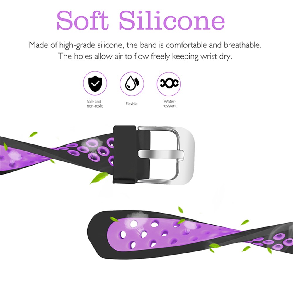 Flexibles Silikonarmband Mit Zwei Tonpunkten Für Fitbit Alta HR - Größe: S / Schwarz + Lila-6
