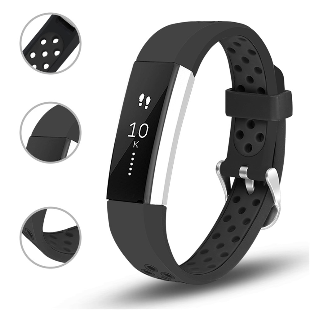 Flexibles Silikon-Uhrenarmband Für Fitbit Alta HR - Größe L / Alles Schwarz-2