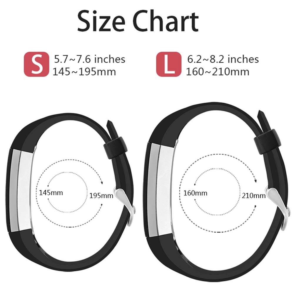 Flexibles Silikon-Uhrenarmband Für Fitbit Alta HR - Größe L / Alles Schwarz-5
