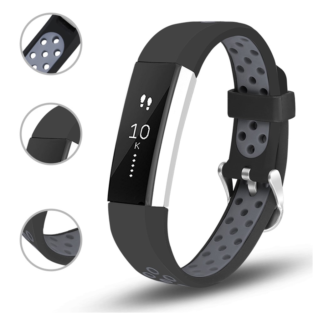 Flexibles Silikon-Uhrenarmband Für Fitbit Alta HR - Größe L / Alles Schwarz-7