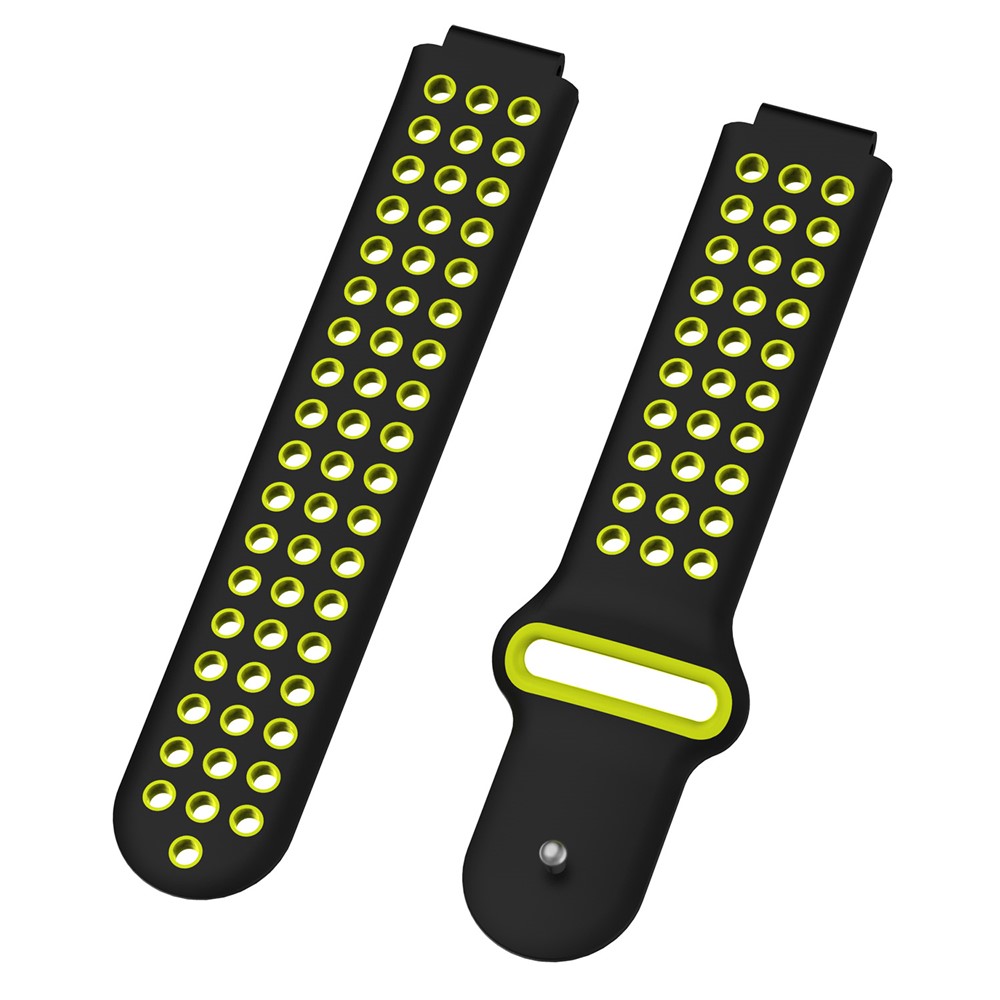 Двухцветный силиконовый ремешок для часов для предшественника garmin 220 230 235 630 620 735 645 s20 s60 s50 с инструментом - черный / желто-зеленый