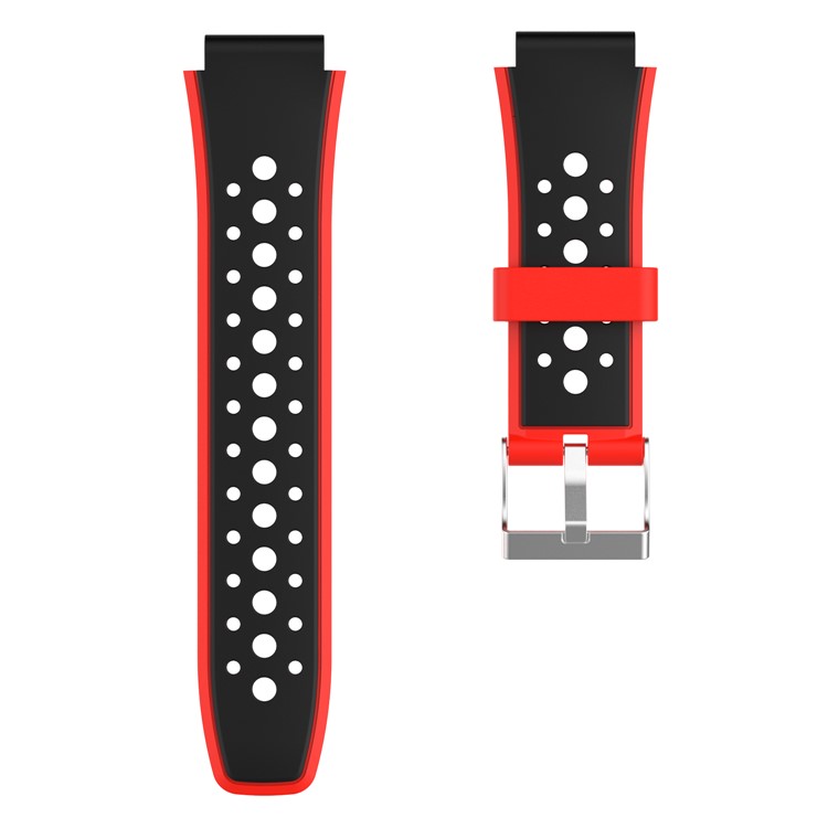 Bi-color Silicon Watch Band Strap for Huawei Kid Watch K3 Pro - Black / Red-2