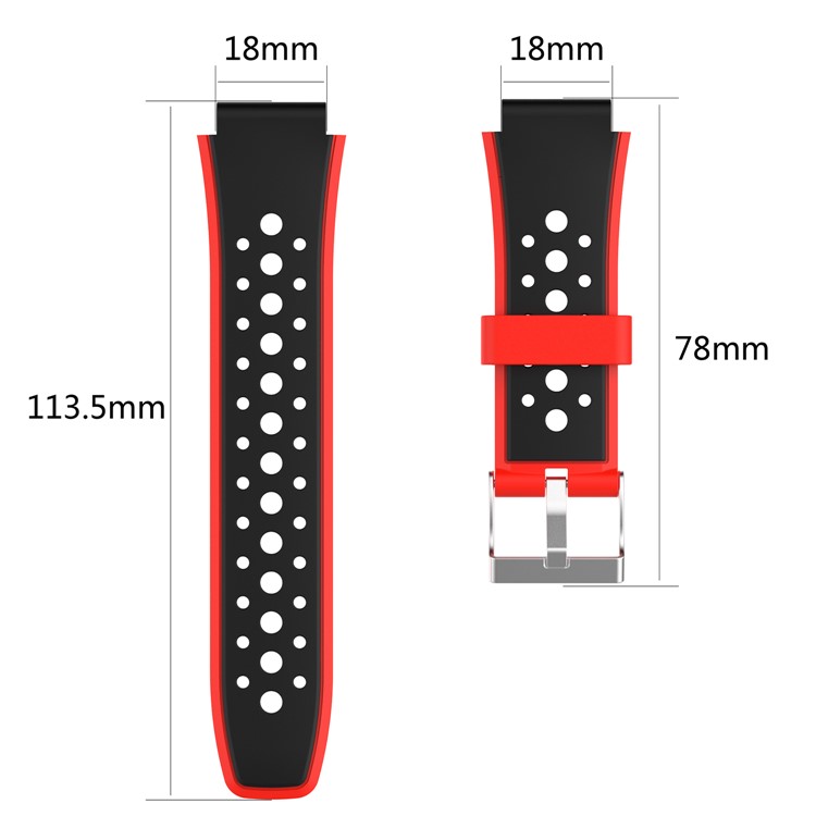 Bi-color Silicon Watch Band Strap for Huawei Kid Watch K3 Pro - Black / Red-5