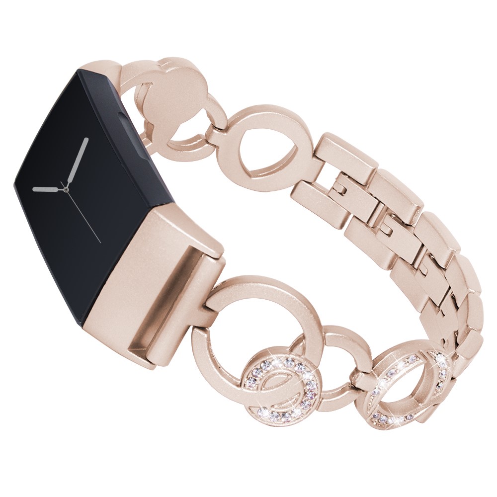 Edelstahlarmband Mit Strassdekor Für Fitbit - Ladung 3 - Gold-2