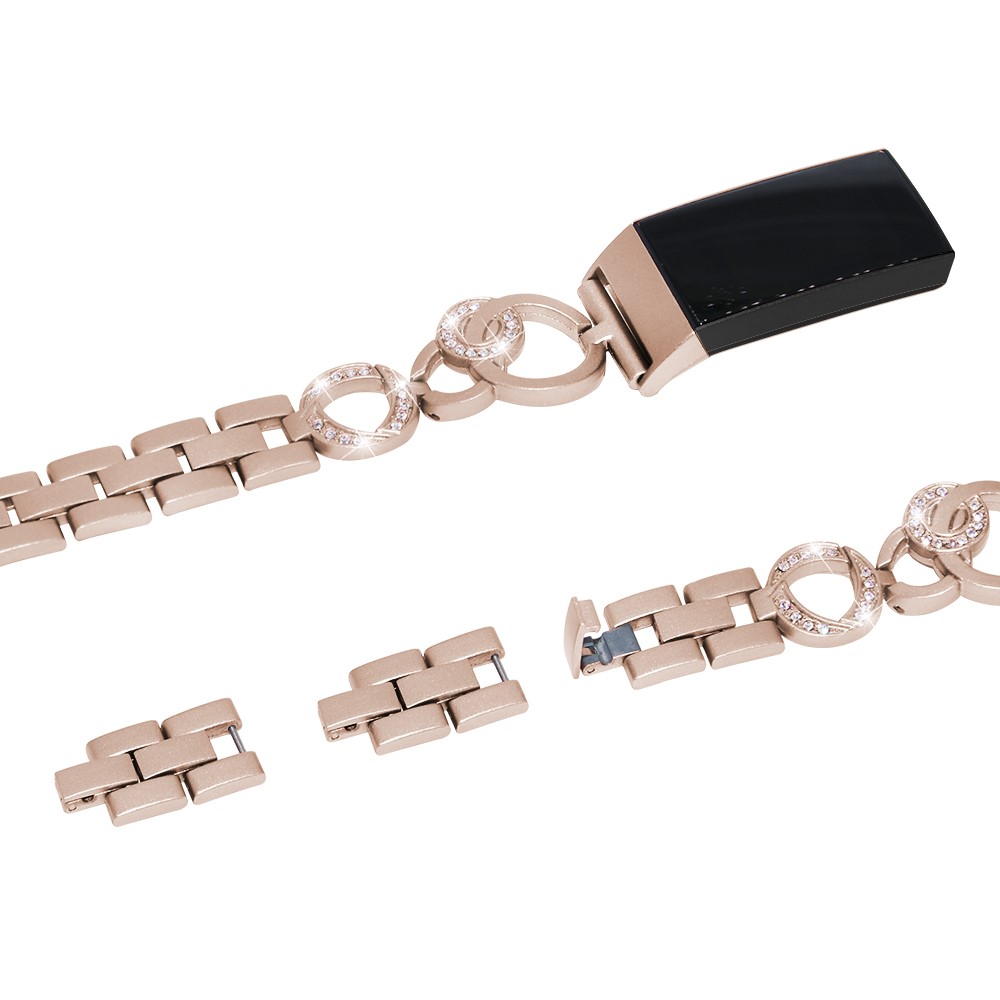 Edelstahlarmband Mit Strassdekor Für Fitbit - Ladung 3 - Gold-3