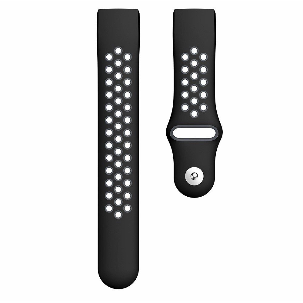 Hollow Two-tone Soft Silicone Watch Strap for Fitbit Charge 3 - Size: L / Grey-2