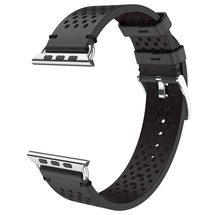 PU Leather Multi Holes Watch Band for Apple Watch Series 4 44mm, Series 3 / 2 / 1 42mm - Black-14