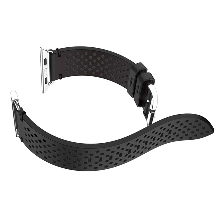 PU Leather Multi Holes Watch Band for Apple Watch Series 4 44mm, Series 3 / 2 / 1 42mm - Black-9