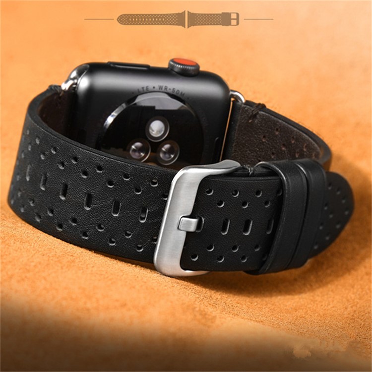 PU Leather Multi Holes Watch Strap for Apple Watch Series 4 40mm, Series 3 / 2 / 1 38mm - Black-14