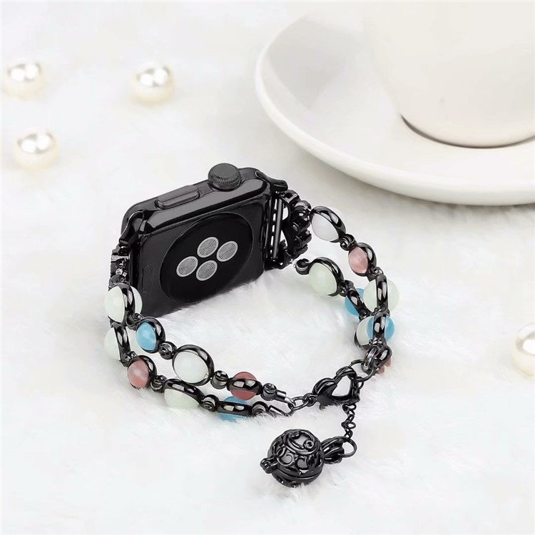 Einzigartiger Handgefertigter Leuchtender Nachtperlen-Armbandarmband Für Die Apple Watch-Serie 4 40mm / Serie 3 2 1 38mm - Schwarz-1