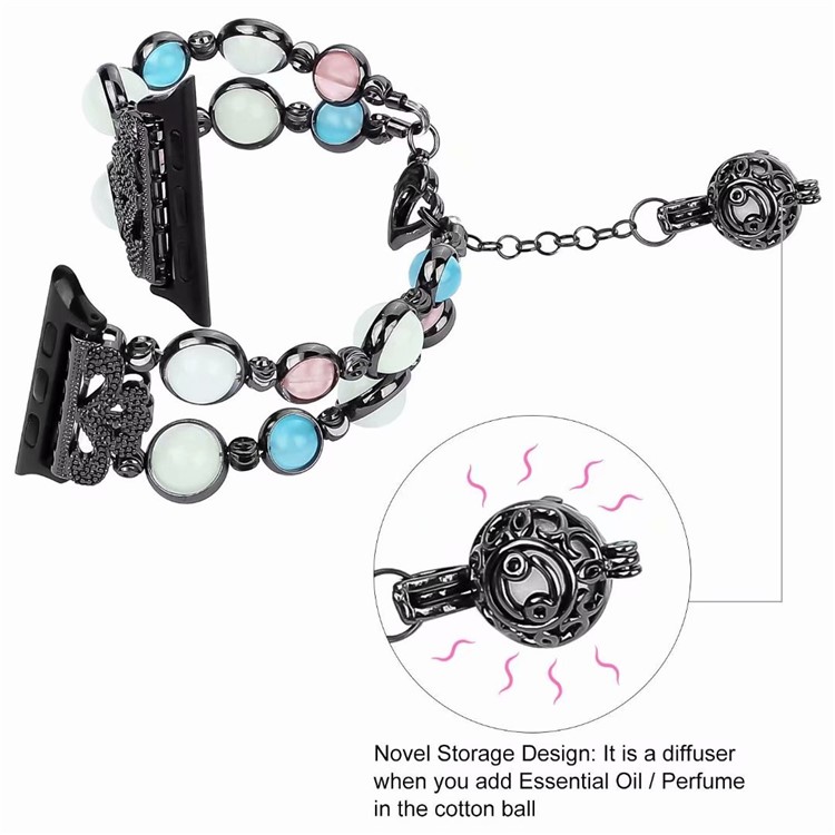 Einzigartiger Handgefertigter Leuchtender Nachtperlen-Armbandarmband Für Die Apple Watch-Serie 4 40mm / Serie 3 2 1 38mm - Schwarz-3