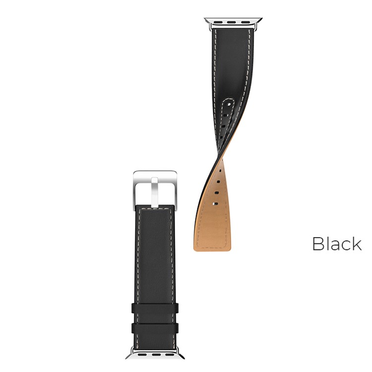 HOCO Wristband Genuine Leather Watch Band for Apple Watch Series 4 40mm Apple Watch Series 3 2 1 38mm - Black-3