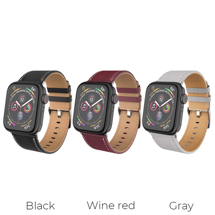 HOCO Wristband Genuine Leather Watch Band for Apple Watch Series 4 40mm Apple Watch Series 3 2 1 38mm - Black-4