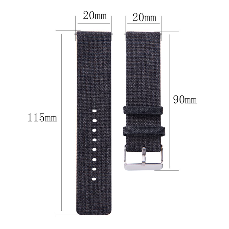 Metal Buckle Canvas Wristwatch Strap 20mm Para Samsung Galaxy Watch Active - Preto-5