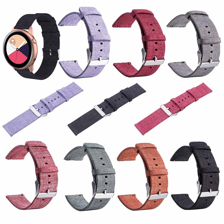 Metal Buckle Canvas Wristwatch Strap 20mm Para Samsung Galaxy Watch Active - Preto-6