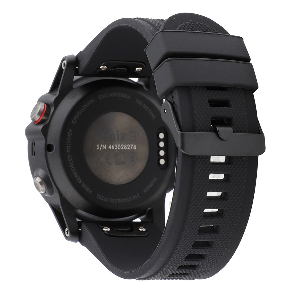 22mm Soft Textured Silicone Watch Wrist Bracelet for Garmin Fenix 5 / 5 Plus with Black Buckle - Black-3