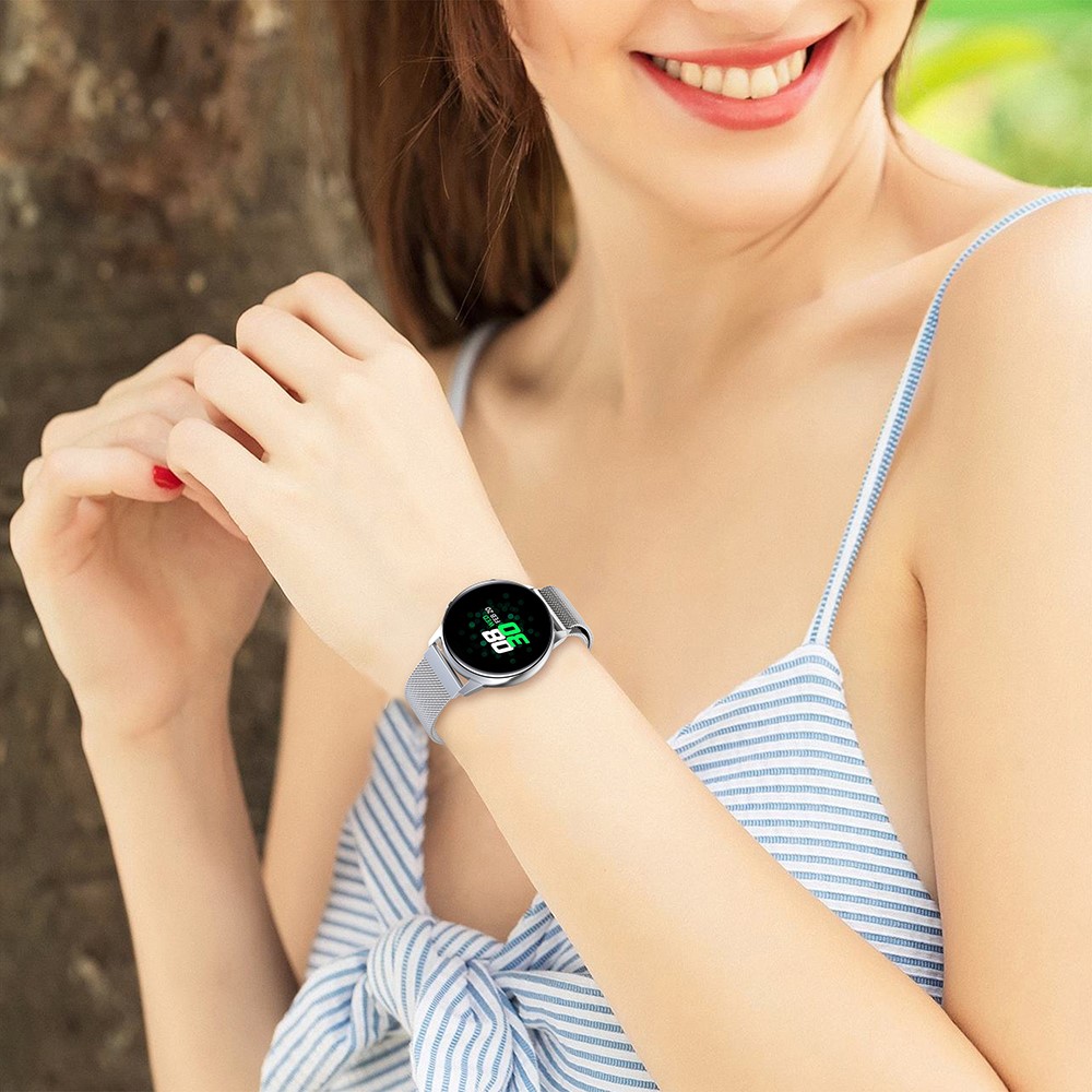 Pulseira De Relógio Magnético De Malha De Aço Inoxidável Milanese Para Samsung Galaxy Watch SM-R500 Ativo - Prata-5