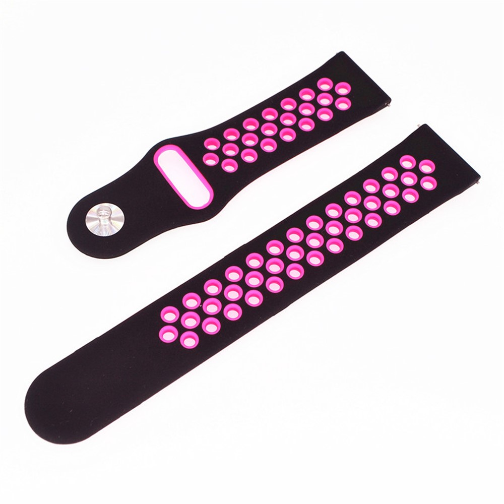 20mm Two-tone Silicone Hollow Watch Band for Samsung Galaxy Watch Active - Black / Rose-2
