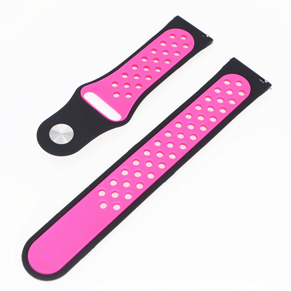 20mm Two-tone Silicone Hollow Watch Band for Samsung Galaxy Watch Active - Black / Rose-3