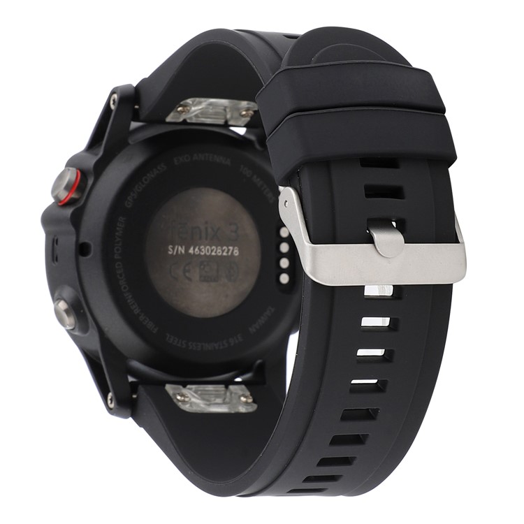 For Garmin Fenix 5S Soft Textured Silicone Watch Band with Silver Color Buckle 20mm - Black-3