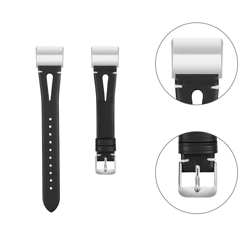 Hohles Armband Aus Echtem Rindsleder Für Fitbit Charge 2 - Schwarz-1