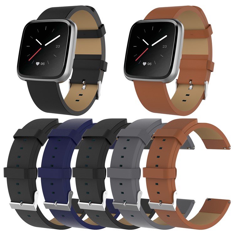 Top Layer Cowhide Leather Watch Strap for Fitbit Blaze / Versa Lite / Versa - Black-5