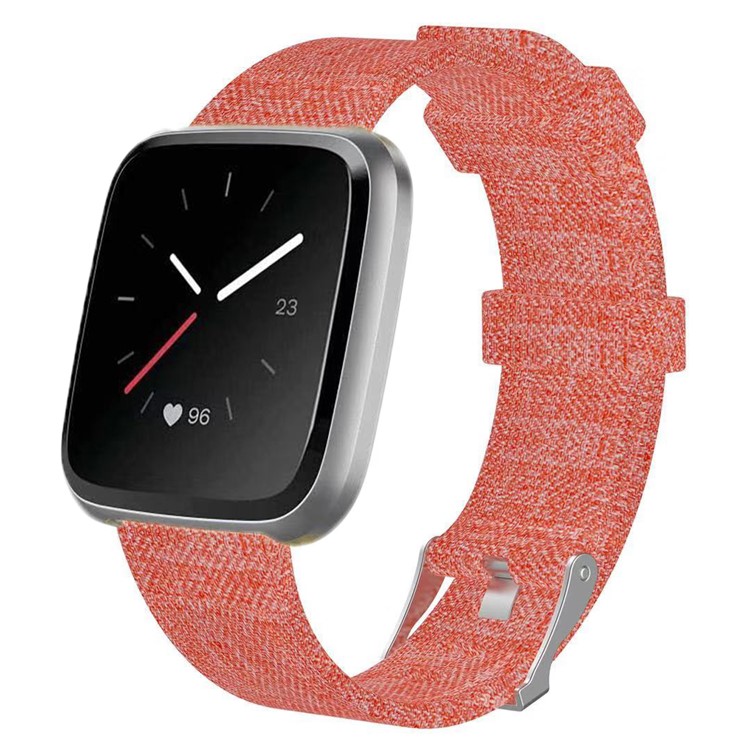 Breathable Canvas Watch Band with Metal Buckle for Fitbit Versa Lite - Orange-2