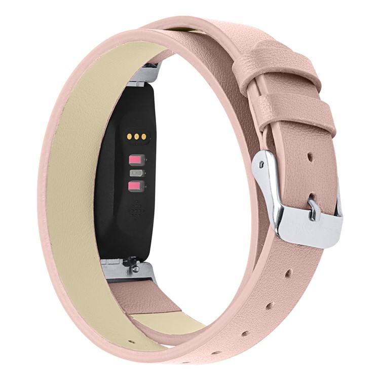 Reloj De Pulsera De Cuero Genuino Para Fitbit Inspire Hr / Fitbit Inspire - Hebilla Rosa / Plata-1