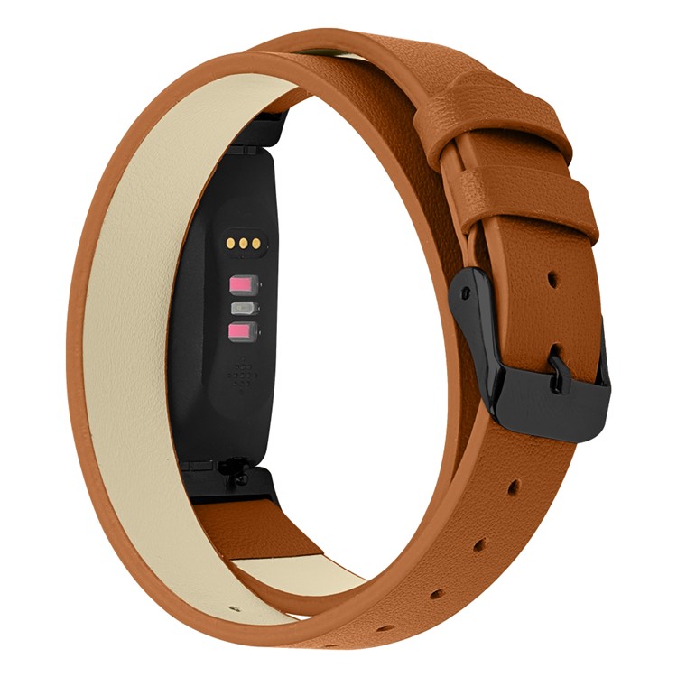 Cinturino Dell'orologio In Vera Pelle Per Fitbit Inspire Hr / Fitbit Inspire - Fibbia Marrone / Nera-1