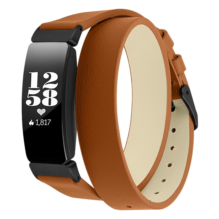 Cinturino Dell'orologio In Vera Pelle Per Fitbit Inspire Hr / Fitbit Inspire - Fibbia Marrone / Nera-2