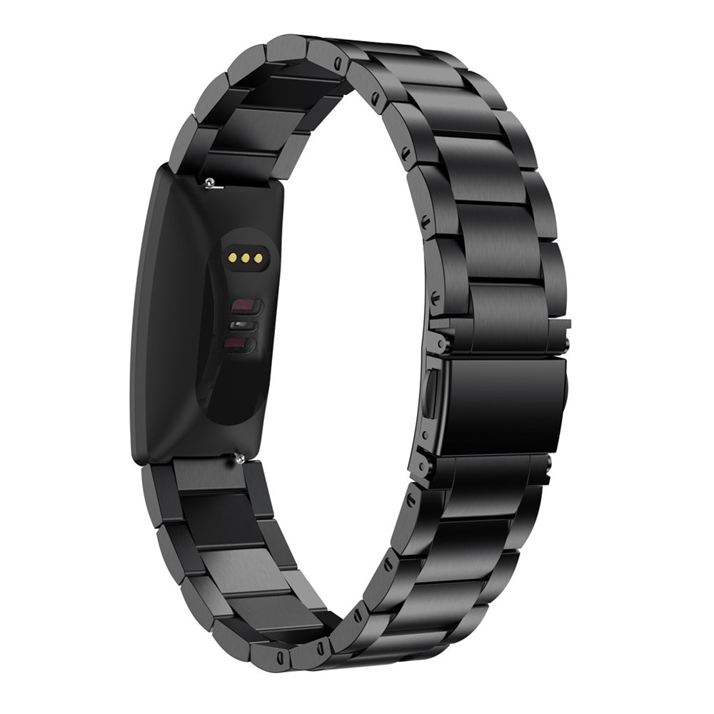 Three Beads Stainless Steel Watch Strap with Folding Clasp for Fitbit Inspire / Inspire HR - Black-1
