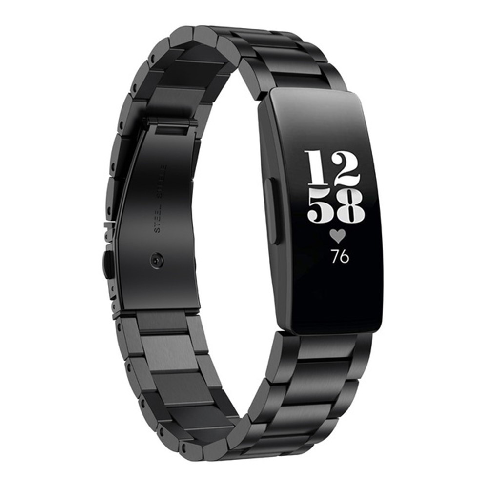 Three Beads Stainless Steel Watch Strap with Folding Clasp for Fitbit Inspire / Inspire HR - Black-2