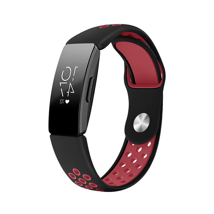 Zweifarbiger Silikon-Armbandersatz Für Fitbit Inspire - Schwarz / Rot-2