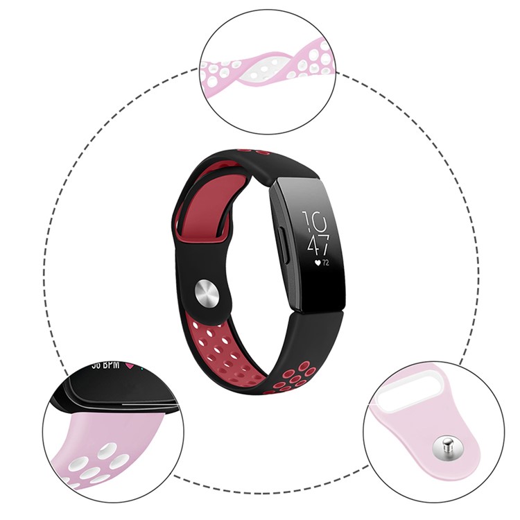 Zweifarbiger Silikon-Armbandersatz Für Fitbit Inspire - Schwarz / Rot-3