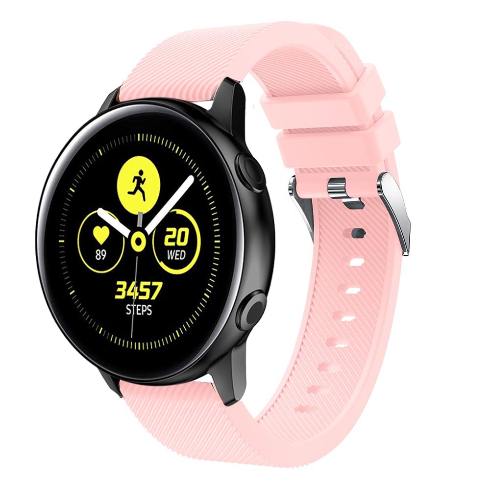 20mm Twill Texture Silicone Watch Strap for Samsung Galaxy Watch Active SM-R500 - Pink-2