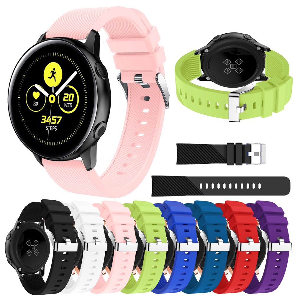 20mm Twill Texture Silicone Watch Strap for Samsung Galaxy Watch Active SM-R500 - Pink-5