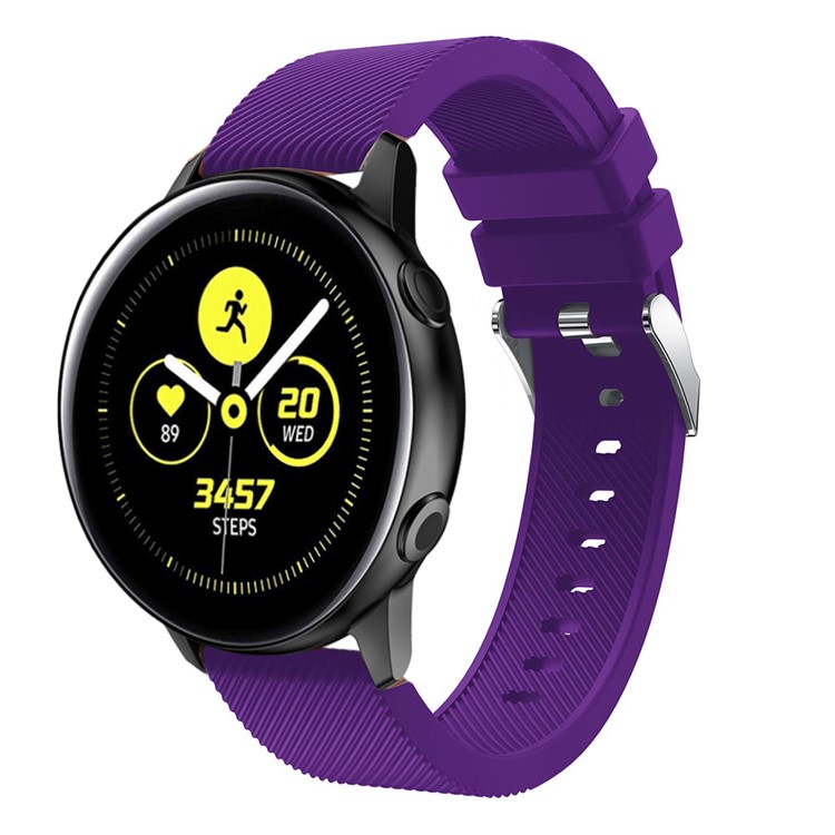 20mm Twill Texture Silicone Watch Strap for Samsung Galaxy Watch Active SM-R500 - Purple-2