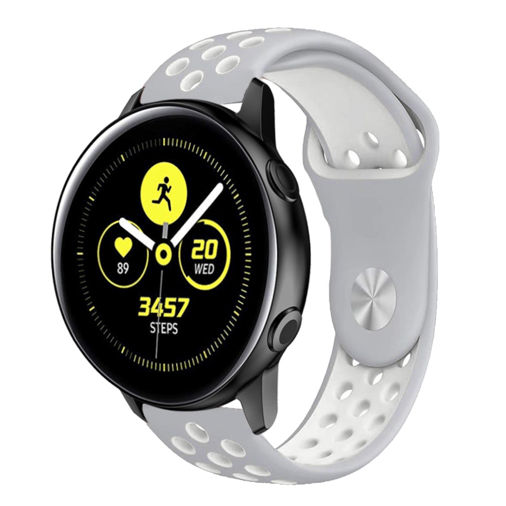 Substituição Macia Da Correia De Relógio Do Silicone Da Bi-cor Para O Relógio Da Galáxia De Samsung Ativo - Cinzento / Branco-2