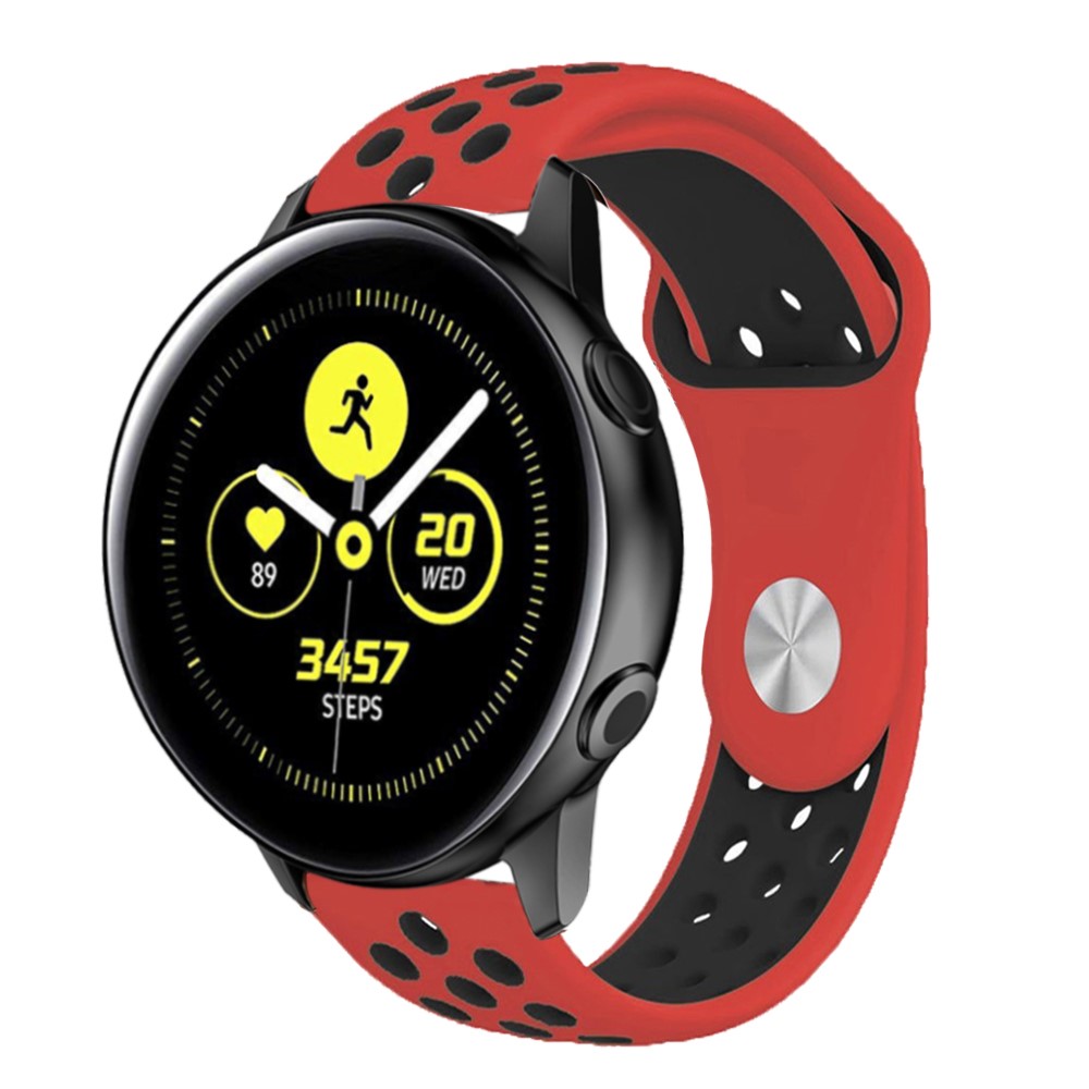 Bi-color Soft Silicone Watch Strap Replacement for Samsung Galaxy Watch Active - Red / Black-2