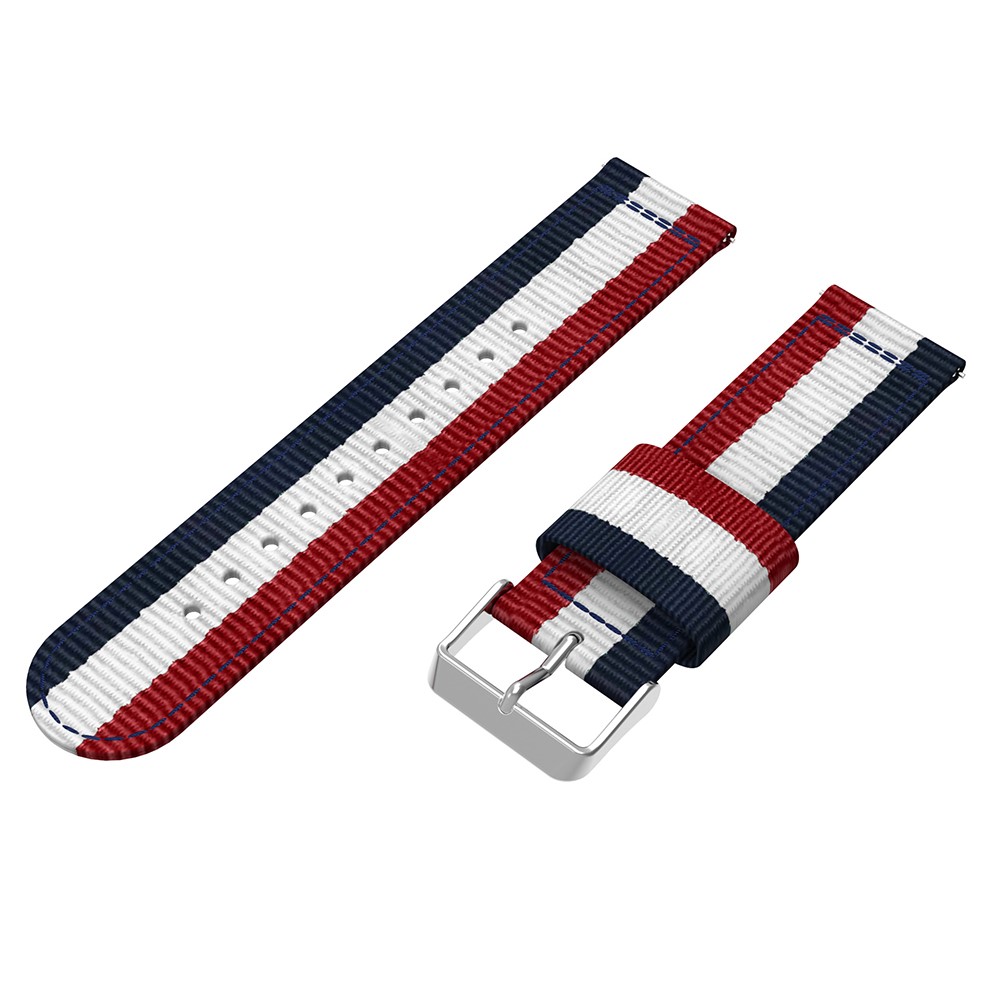 20mm Classic Buckle Nylon Watch Strap for Samsung Galaxy Watch Active SM-R500 - Red / White / Blue-2