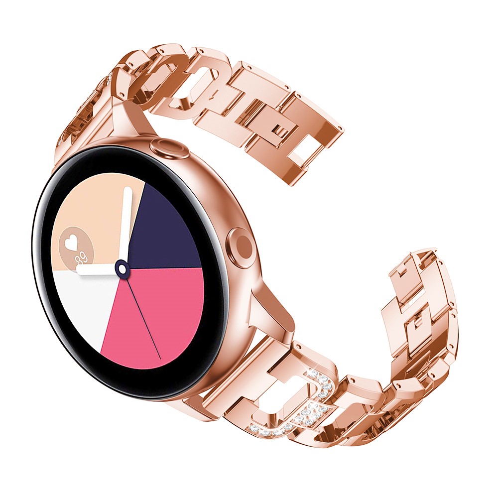 Bracelet En Alliage De Décor En Forme De D En Forme De Diamant Pour La Montre Samsung Galaxy Active SM-R500 - Or Rose-2