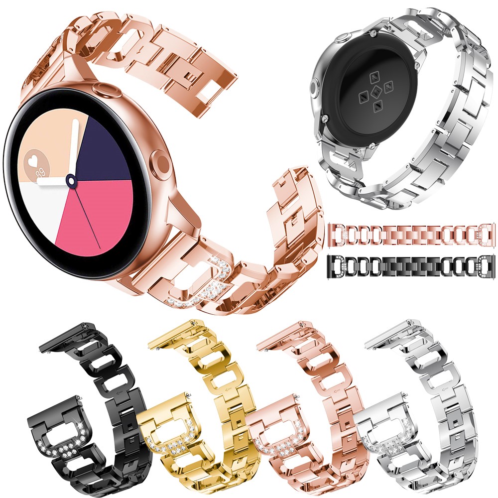 Bracelet En Alliage De Décor En Forme De D En Forme De Diamant Pour La Montre Samsung Galaxy Active SM-R500 - Or Rose-6