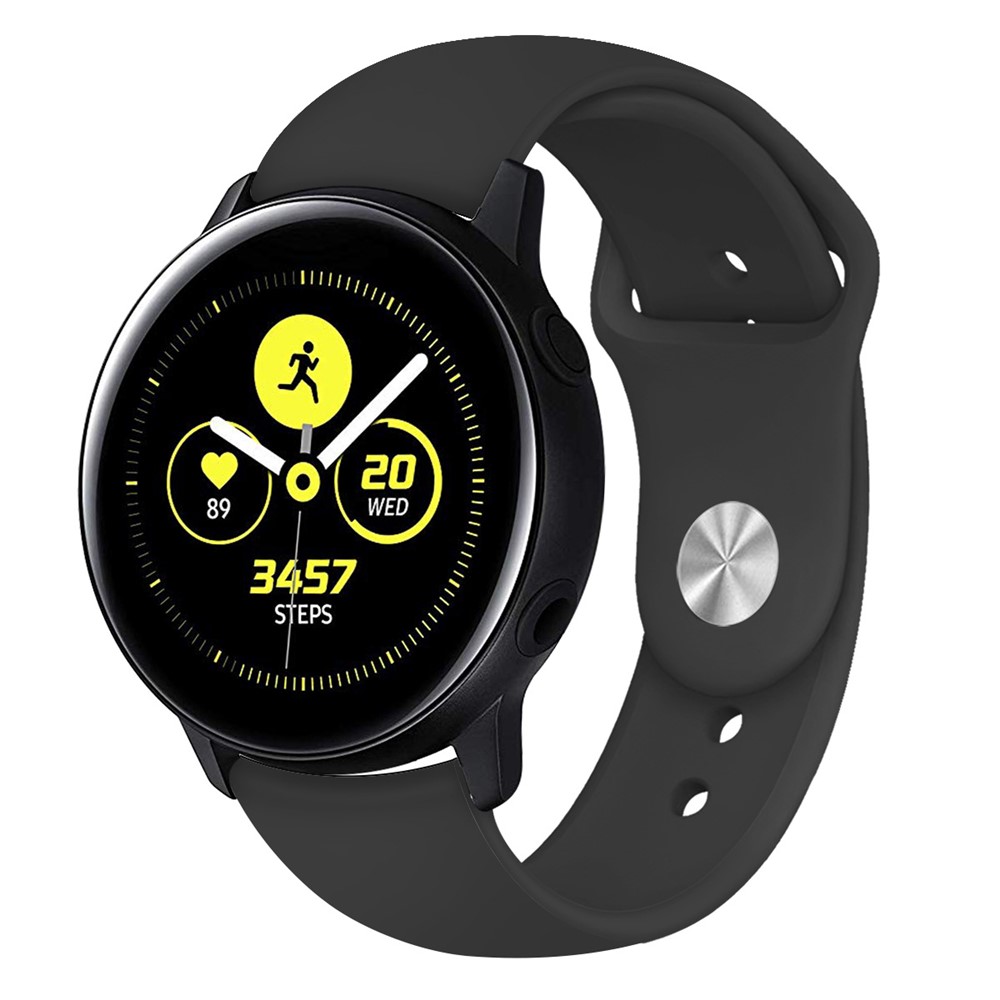 Substituição de Banda de Relógio de Silicone Macio de 20 mm Para Samsung Galaxy Watch Active SM-R500 - Preto-2