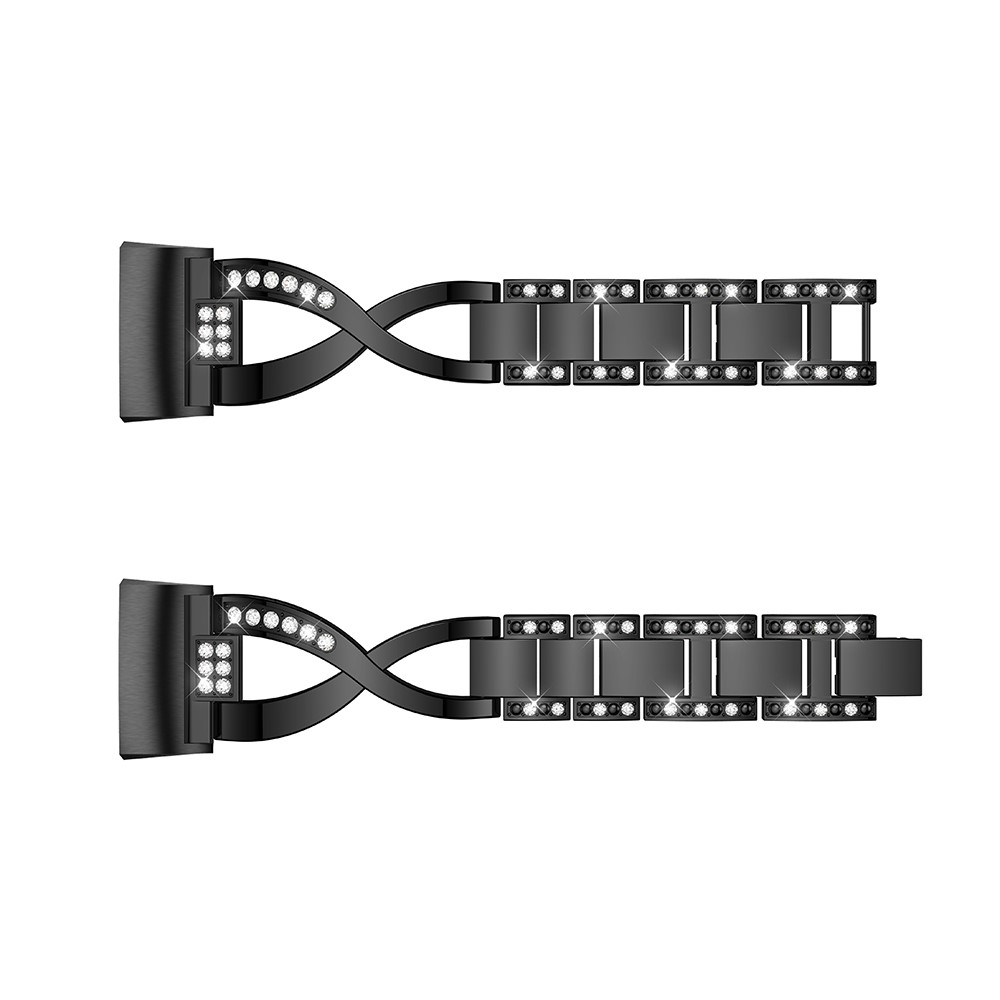 X-shape Rhinestone Decoration Aluminum Alloy Watch Band for Fitbit Charge 3 - Black-4