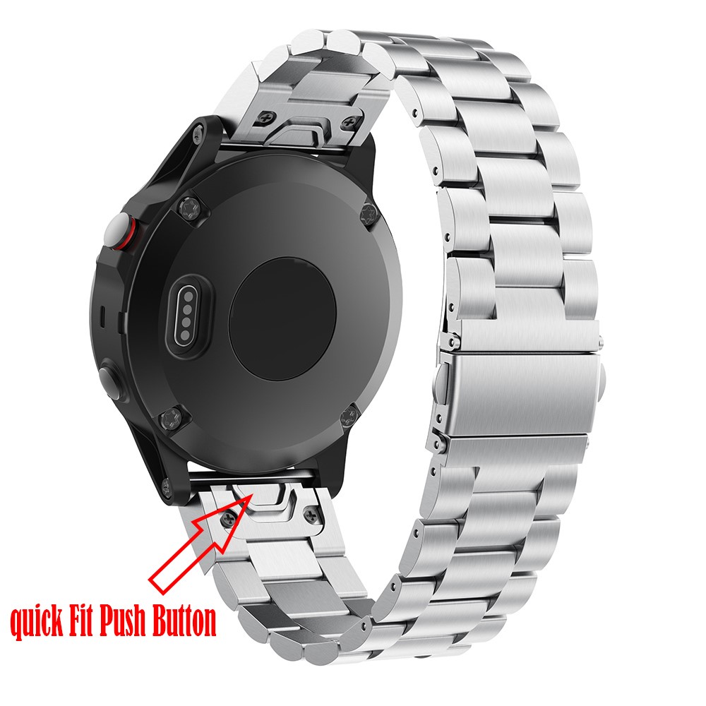 Stainless Steel Link Chain Watch Band Strap for Garmin Fenix 5 - Silver-6