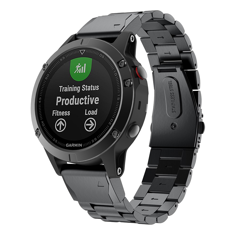 Stainless Steel Link Chain Watch Band Replacement for Garmin Fenix 5 - Black-3