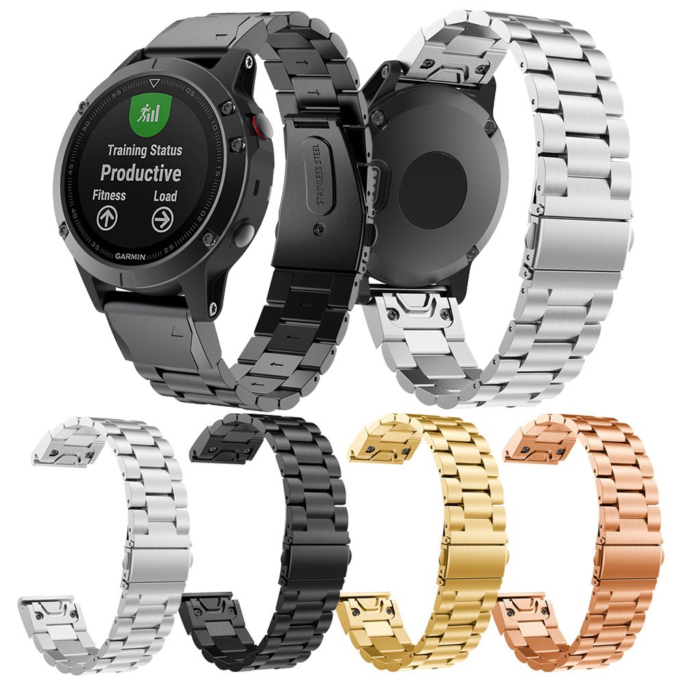 Stainless Steel Link Chain Watch Band Replacement for Garmin Fenix 5 - Black-7