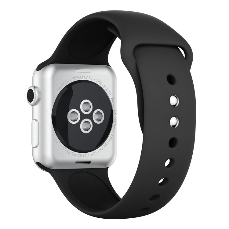 Double Buckle Soft Silicone Sport Watch Band for Apple Watch Series 4 44mm / Series 3 2 1 42mm - Black-1