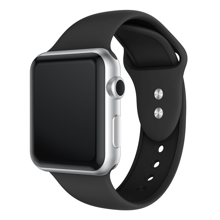 Double Buckle Soft Silicone Sport Watch Band for Apple Watch Series 4 44mm / Series 3 2 1 42mm - Black-2